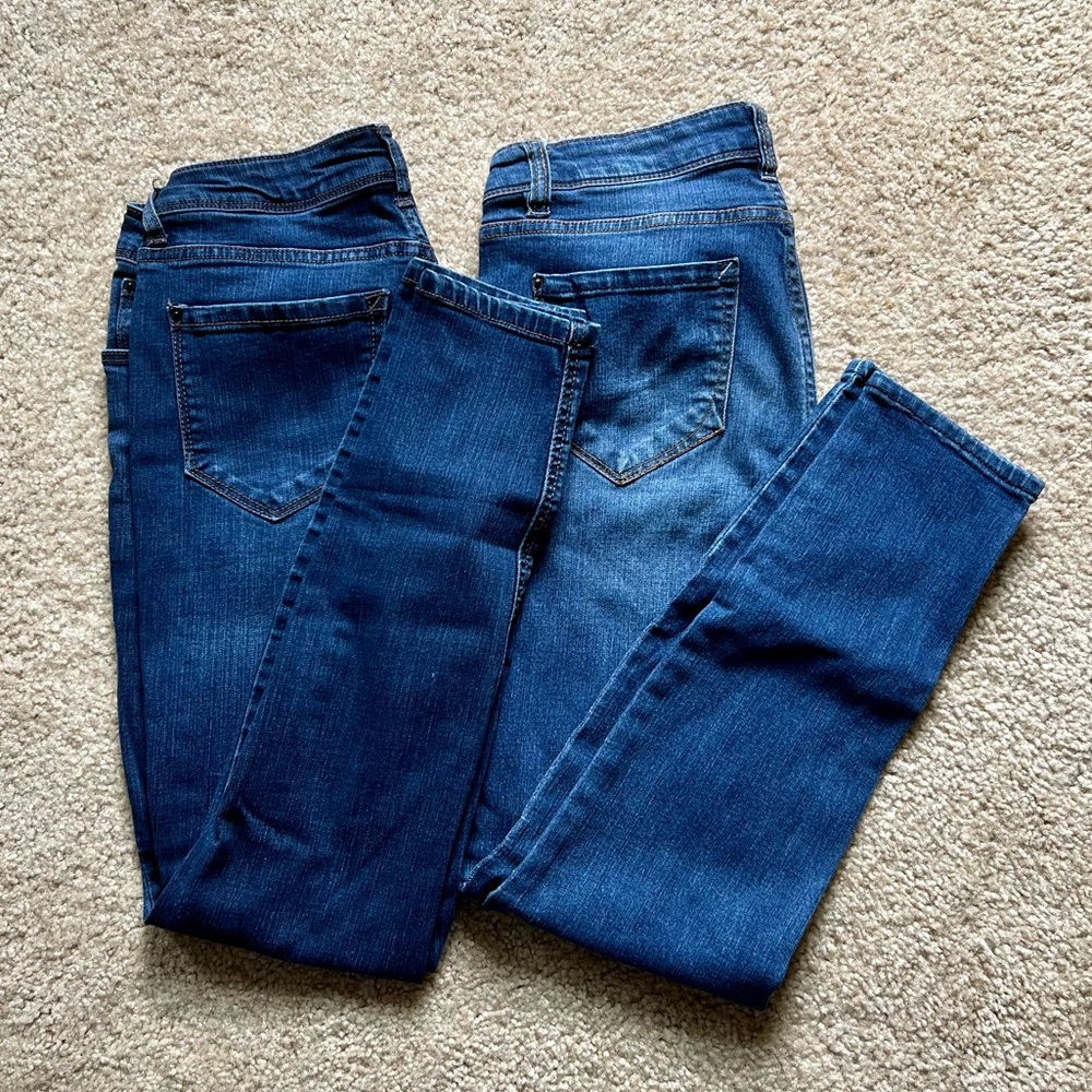 2 Pair Kensie Womens Effortless Ankle Mid Rise Jeans